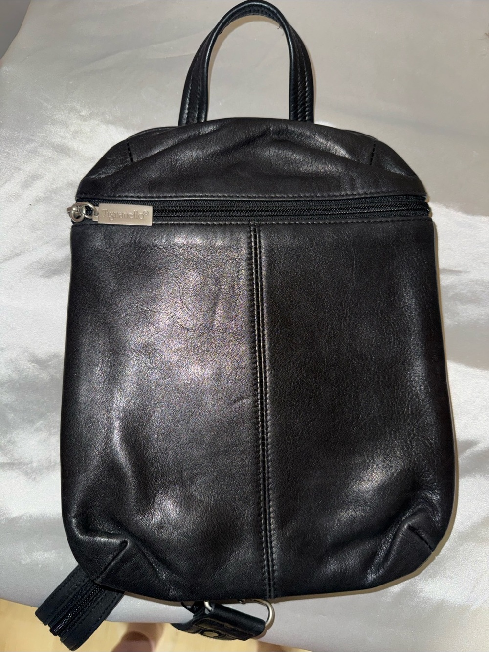 Tignanello Black Leather Backpack
